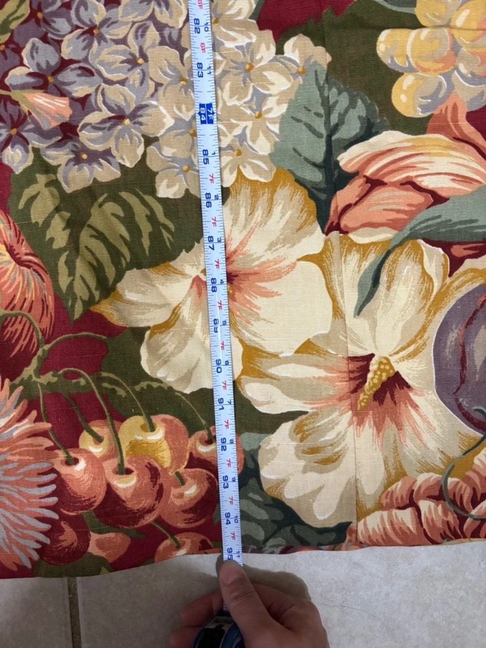 Vintage Floral Botanical Curtain Panels Drapes with striped edges